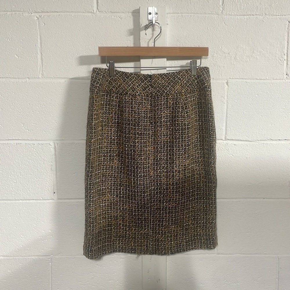 Talbots Tweed Brown|Beige Pencil With Slit Sz 10 - Picture 4 of 4